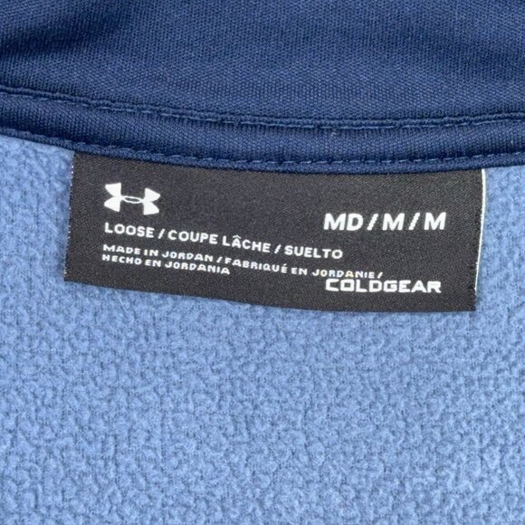 Under Armour 1/4 Quarter Zip Fleece Pullover Mens Medium M Blue Coldgear 1320745 - Picture 6 of 10